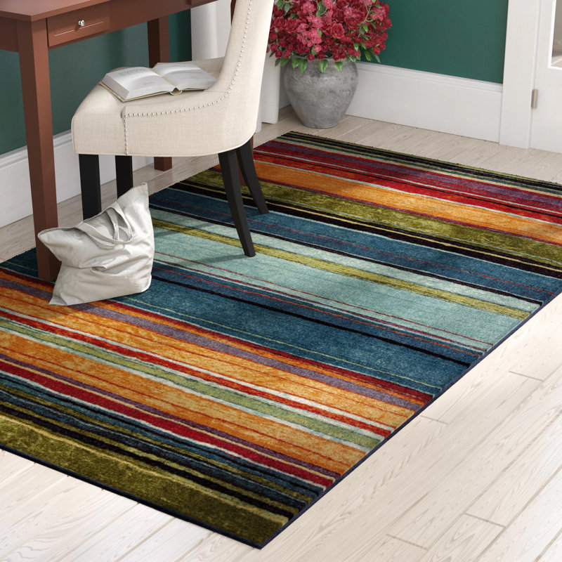Red Barrel Studio Bartlett Las Cazuela Blue/Orange Area Rug & Reviews